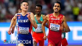 EPIC FINAL LAP decides Ingebrigtsens repeat attempt in mens 5K at Worlds  NBC Sports [upl. by Modnarb]