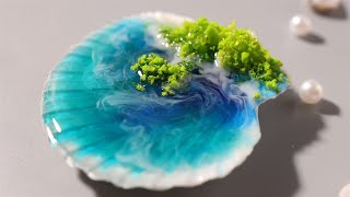 UV Resin Crafts  UV Resin Ideas With Pigments  DIY Ocean Resin Tutorial [upl. by Akirret]