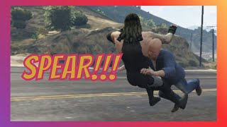 GTA 5 WWE Spears Compilation 4  GTA 5 WWE Moves  GTA 5 WWE Mod [upl. by Aiyot504]