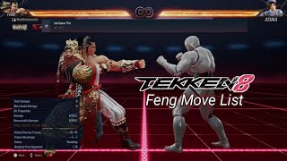 Feng Wei Move List TEKKEN 8 [upl. by Ardnahs]