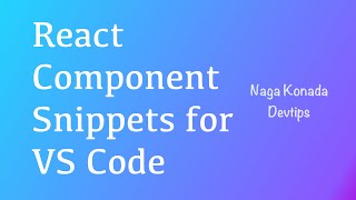 React Code Snippts plugin for VSCode  Tips  020 [upl. by Atiraj143]