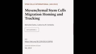 Mesenchymal Stem Cells Migration Homing and Tracking  RTCLTV [upl. by Ennalorac]