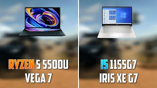 i5 1155G7 Iris Xe Graphics vs Ryzen 5 5500U Vega 7 Laptop  Gaming Test 2022 [upl. by Roselba]