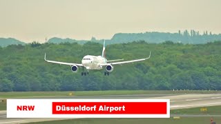 Flugzeugstart und Flugzeuglandung auf Düsseldorf Airport [upl. by Eilagam]