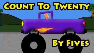 Vids4kidstv  Count to Twenty by Fives with Monster Trucks and Motorcycles Video For Kids [upl. by Ezar]