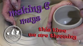 Pottery Wheel throwing  6 mugs [upl. by Amikat]