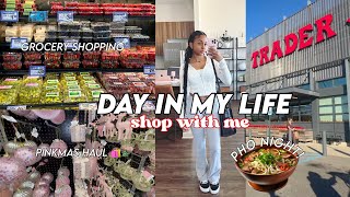 day in the life of a college student  shop with me grocery shopping pinkmas haul [upl. by Nirrep826]