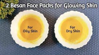 2 Besan Face Packs to get Clear Spotless amp Glowing Skin  Gram Flour Face Pack for Oily amp Dry Skin [upl. by Thorley]