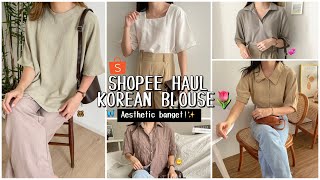 SHOPEE HAUL BLOUSE ALA KOREA KEKINIAN WAJIB PUNYA✨  RECOMMENDED BANGET [upl. by Charita]