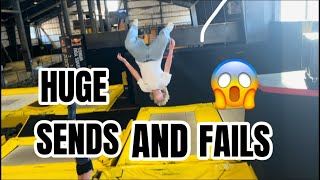 CRAZY SENDS AND FAILS AT TRAMPOLINE PARK pt1 😱 [upl. by Rise402]