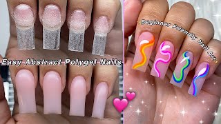 EASY ABSTRACT POLYGEL NAILS💕 BEGINNER FRIENDLY NAIL ART amp SUMMER NAIL DESIGN  Nail Tutorial [upl. by Enaled]