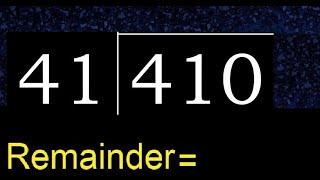 Divide 410 by 41  remainder  Division with 2 Digit Divisors  How to do [upl. by Acinorehs185]