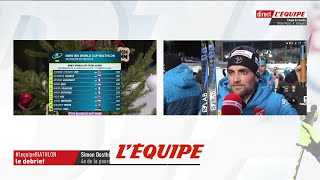 Biathlon  CM H  Desthieux «Content dêtre devant» [upl. by Drahsar]