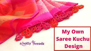 My Own New Design  Crochet Saree Kuchu Pattern  Double Colour Saree Kuchu  Knotty Threadz [upl. by Schroer]