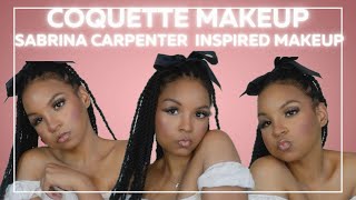 Sabrina Carpenter inspired makeup tutorial  Coquette Makeup Look 🎀 [upl. by Obidiah]