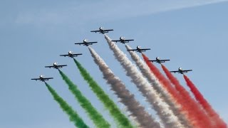 Frecce Tricolori Italian Air Force honor flyby at Jesolo Air Extreme 2014 Air Show [upl. by Pulchi]