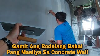 Paano Mag Masilya Ng Concrete Wall Gamit Ang Rodelang Bakal [upl. by Sudoeht]