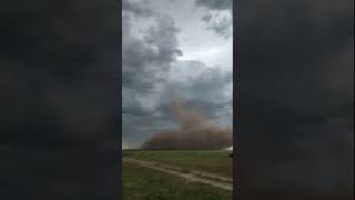 Large landspout swirls through Nekoma Kansas [upl. by Neelat]