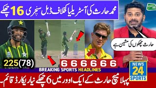 Pakistan vs Australia 1st Odi Match 2024 HighlightsMuhammad haris batting vs Ausharis big sixes [upl. by Ssirk]