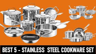 Top 5 Best Stainless Steel Cookware Set Reviews 2024 [upl. by Aisauqal595]