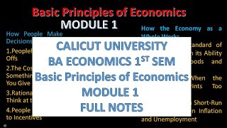 NOTES BA ECONOMICS SEM1MODULE 1PRINCIPLES OF ECONOMICS CALICUT AND MG UNIVERSITY [upl. by Llewen]