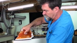 How to apply iron on edge melamine Dave Stanton easy woodworking [upl. by Sedinoel777]