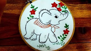 Beautiful elephant hand embroidery designtrending beginners [upl. by Venable]