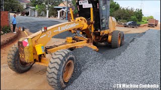 Full Proccessing Build Foundation Road Motor Grader Operating Cutting And Spreading Gravel [upl. by Bubalo450]