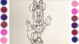 How To Draw Minnie MouseEasy Drawing and Coloring For Kids and Toddlers Coloring Pages [upl. by Santiago]