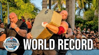 Travis Ortmayer Breaks The Husafell Stone World Record  Strongman Champions League [upl. by Cogswell]