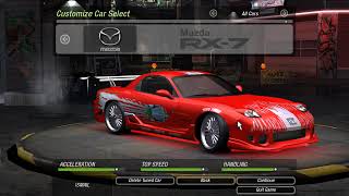 Nfs Underground 2  Fast and Furious Dominic Torettos Mazda RX7 [upl. by Araihc]