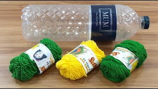 2 BEAUTIFUL HANDMADE CRAFTING OUT OF PLASTIC BOTTLE amp COROL WOOLEN  DECORATION IDEAS [upl. by Evadnee]