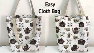 How to make a Tote bag with Lining  Perfect Tote bag sewing tutorial  Cloth bag making  DIY Bag [upl. by Blakeley]