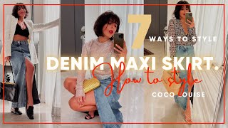 7 Ways To Style A Denim Maxi Skirt  Summer Outfit Ideas 2023 [upl. by Edrick]