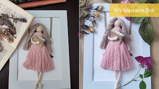 DIY How to make a macrame doll in a frame l Makrome kız yapımı [upl. by Neeleuqcaj]