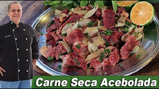 Porção de Carne Seca Acebolada do Chef Taico [upl. by Dirgni]