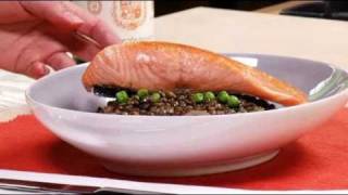 Salmon fillets with gingered lentils recipe from Waitrose [upl. by Anaytat]