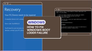 HOW TO FIX WINDOWS BOOT LOADER FAILURE STEP BY STEP [upl. by Delphinia]