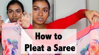 How to Easily Pleat your Saree for Beginners 3 Techniques  Thuri Makeup [upl. by Kenti598]