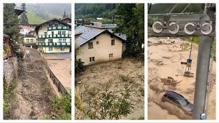 Enorme Überschwemmungen in StAnton am Arlberg Österreich 1682024 [upl. by Idnar424]