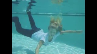 TrinaMason Playboy Miss Social model Trina Mason fully clothed underwater swimming pool happy [upl. by Aseela550]