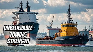 Massive Harbour Tug Pulls Giant Ship  INSANE Towing Power [upl. by Jp220]