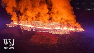 Volcano Erupts in Southwestern Iceland After Thousands Evacuate  WSJ News [upl. by Eimot]