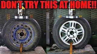 STEEL Vs ALLOY WHEELS Which One Is Stronger Hydraulic Press Test [upl. by Odradlig]