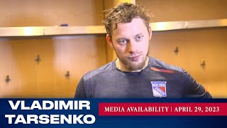 New York Rangers Vladimir Tarasenko Postgame Media Availability  Apr 29 2023 [upl. by Vonnie]