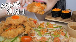 Sushi ASMR Salmon Pizza Uni Nigiri with soft shell crab Relaxing Eating sounds  NE Let’s Eat [upl. by Syxela]