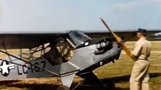 Air Force Civil Air Patrol 1961  Stinson L1 or Piper L4 Aircraft  Start up Take off amp Land [upl. by Kraul]