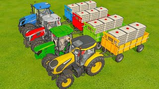 quotUltimate Transport Set Big Bud Case Claas and John Deere Tractors with RustEze Truck Flatbed [upl. by Quintina135]