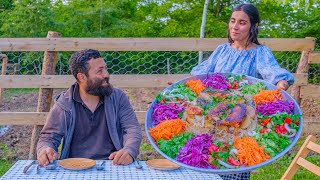 Famous Arab Rice Dish in a Far Azerbaijan Village  Magluba Family Gardening and Farm Life [upl. by Wiles]