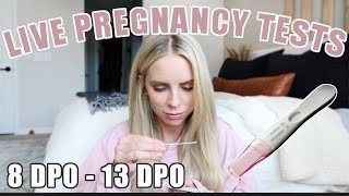 LIVE PREGNANCY TESTS  8 DPO  13 DPO  Caitlyn Neier [upl. by Bornstein]